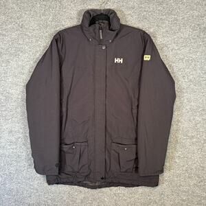 Helly Hansen Jacket Mens Large Black Pockets Full Zip Long Sleeve Winter Ski 176